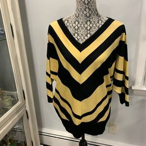 Joan Vass Striped V-Neck Sweater